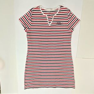 Tommy Hilfiger V-neck T-shirt dress.  Blue & White Stripes. Women’s Large.